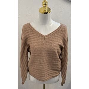 Francesca’s Casey V Neck Pullover Sweater Style SD-10088 Size Medium Brown NWT